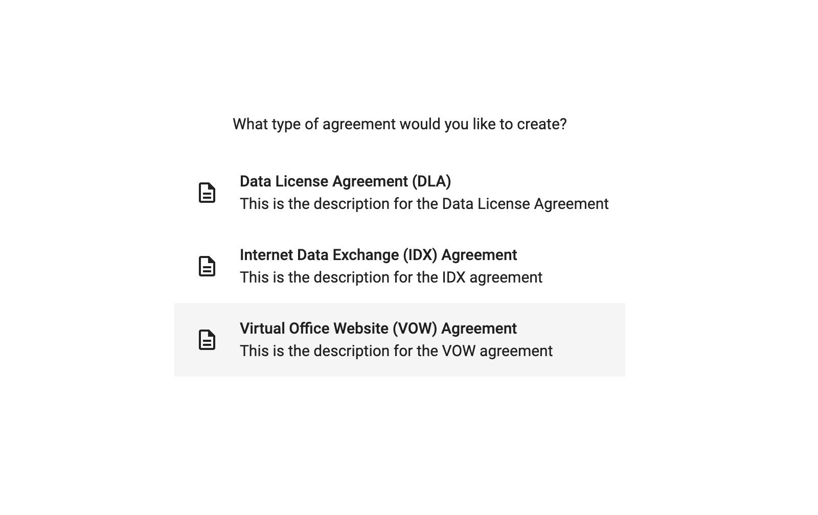Agreement type